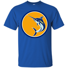 Load image into Gallery viewer, Blue Marlin Fish Jumping Circle Retro T-Shirt
