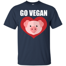 Load image into Gallery viewer, Go Vegan Pig Heart Vegetarian Vegetable Lover T-Shirt