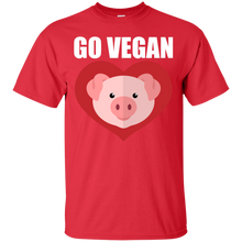 Load image into Gallery viewer, Go Vegan Pig Heart Vegetarian Vegetable Lover T-Shirt