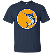 Load image into Gallery viewer, Blue Marlin Fish Jumping Circle Retro T-Shirt