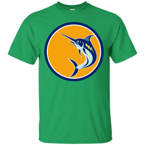 Blue Marlin Fish Jumping Circle Retro T-Shirt