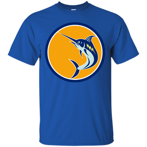 Blue Marlin Fish Jumping Circle Retro T-Shirt