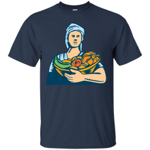 Load image into Gallery viewer, Lady Organic Farmer Produce Harvest Woodcut T-Shirt