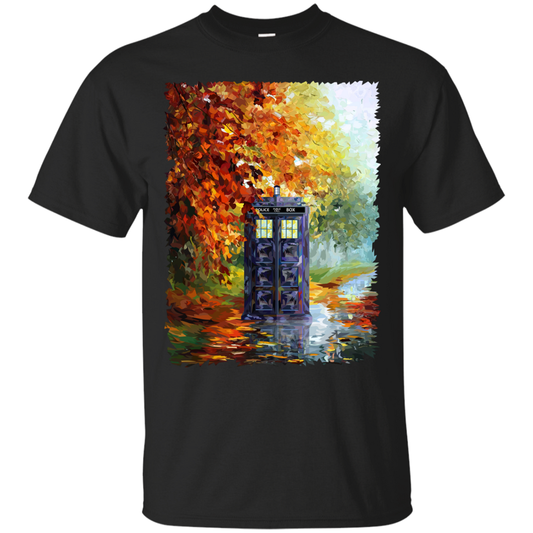 Blue Phone booth at fall zone T-Shirt - teecen.com
