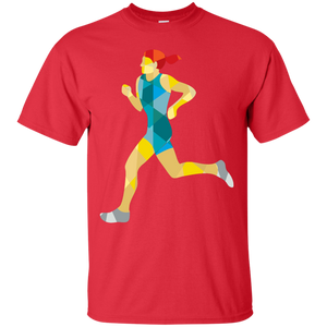 Female Triathlete Marathon Runner Low Polygon T-Shirt