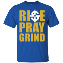 Load image into Gallery viewer, Rise, Pray, Grind (Gold/White) T-Shirt