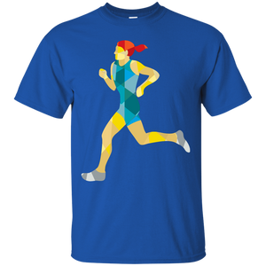 Female Triathlete Marathon Runner Low Polygon T-Shirt