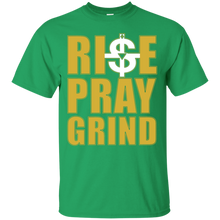 Load image into Gallery viewer, Rise, Pray, Grind (Gold/White) T-Shirt