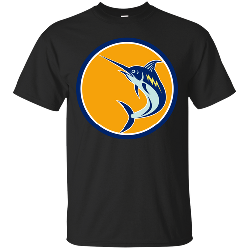 Blue Marlin Fish Jumping Circle Retro T-Shirt