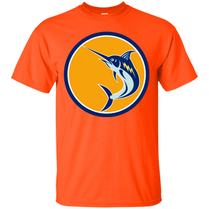 Blue Marlin Fish Jumping Circle Retro T-Shirt