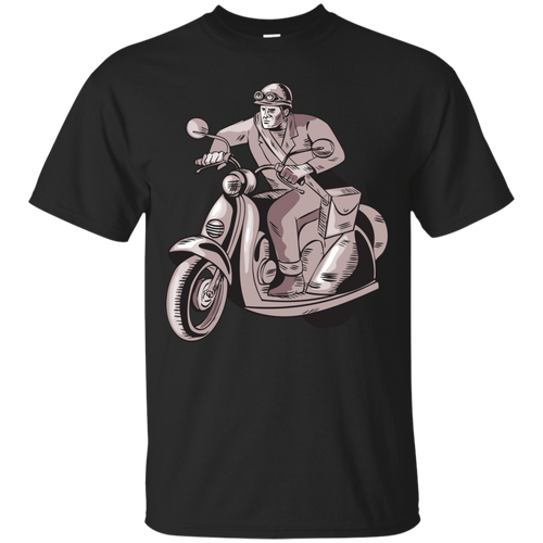 Messenger Riding Scooter Woodcut T-Shirt