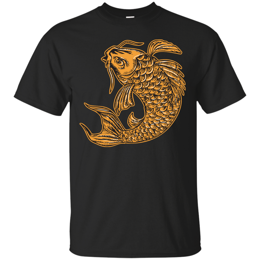 Koi Nishikigoi Carp Fish Jumping Etching T-Shirt