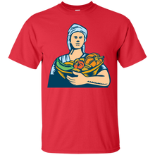 Load image into Gallery viewer, Lady Organic Farmer Produce Harvest Woodcut T-Shirt
