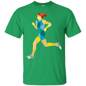Female Triathlete Marathon Runner Low Polygon T-Shirt
