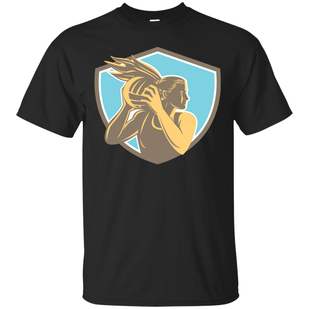 Netball Player Rebound Ball Shield Retro T-Shirt