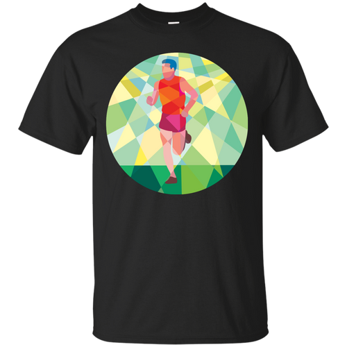 Marathon Runner Running Circle Low Polygon T-Shirt