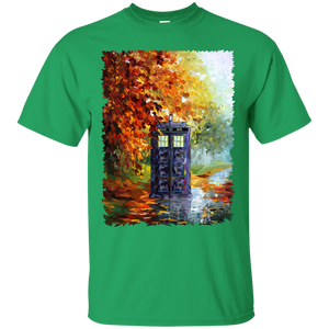 Blue Phone booth at fall zone T-Shirt - teecen.com